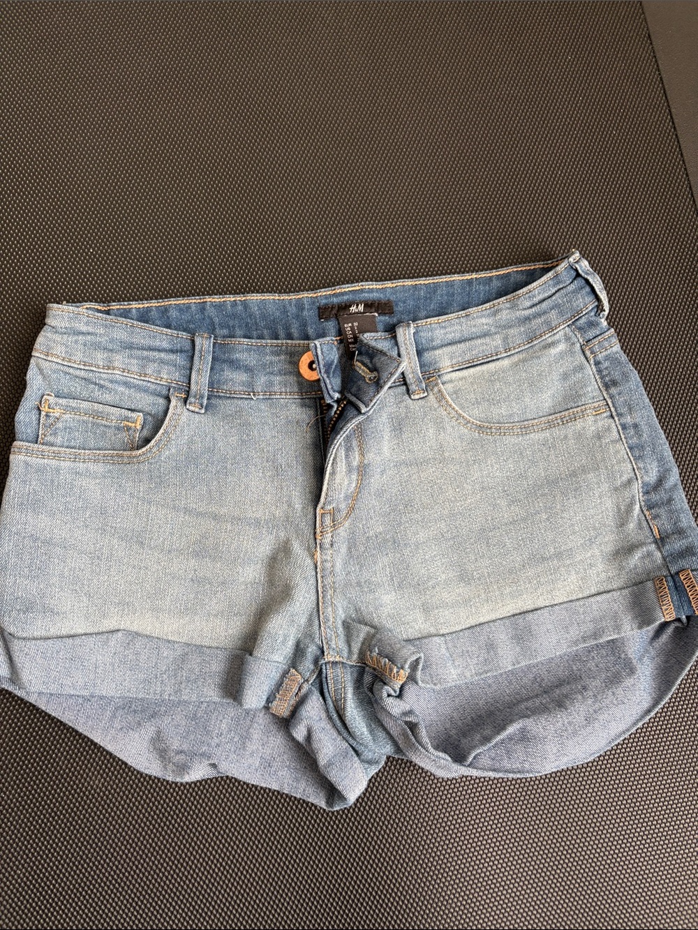 H&M Two-Tone Light Blue Denim Cuffed Shorts